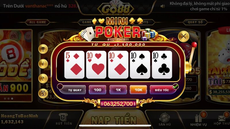 Nổ hũ mini poker – Trải nghiệm đỉnh cao giải trí online